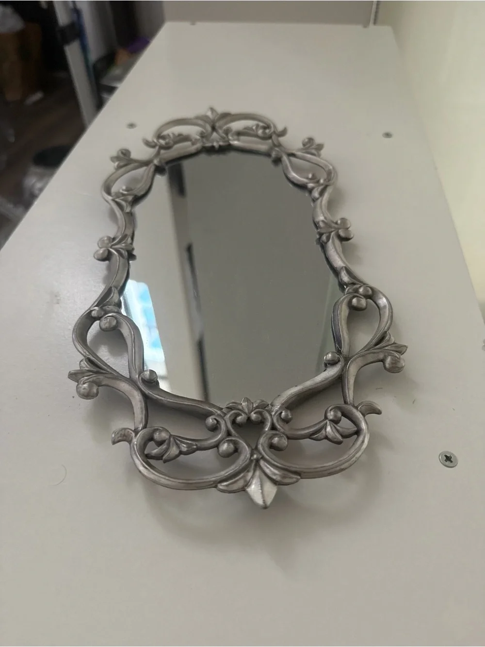 Ornate Silver Wall Mirror - Elegant Home Wall Decor Heavy